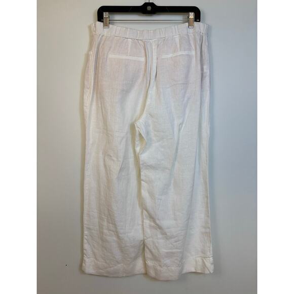 J Jill Linen Wide Leg Cropped Pants size Medium Petite White Beachy Relaxed Trip - Picture 4 of 12